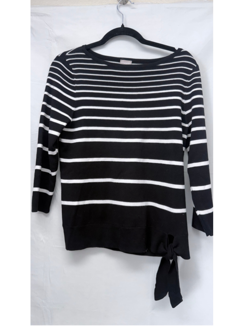 Women's Chico's Striped Long Sleeve Tee, Black and White, Size M